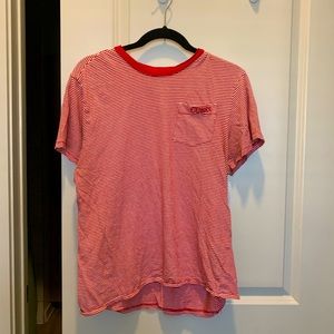 Guess Red and White Striped Tee